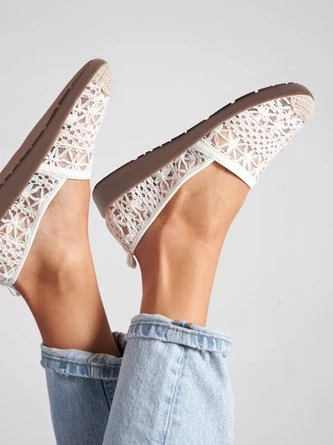 White Romantic Lace Wearable Sole Flat Shoes 6 White Romantic Lace Wearable Sole Flat Shoes - Image 6