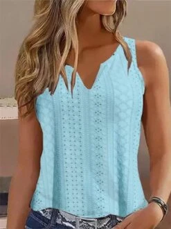 Jacquard Plain Casual Loose Tank Top