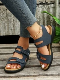 Vintage Embroidery Hook And Loop Comfy Sole Flat Sandals -Zolucky Sales Store d6eef418dc63b7fac821f46aef1a6232