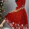 Loose Casual Christmas V Neck Dress