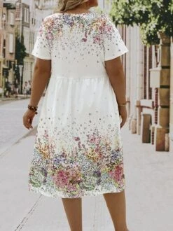 Plus Size Casual Short Sleeve Knit Dress -Zolucky Sales Store d7c6447b49744db9e5b1ba37dc91e651