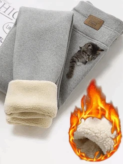 Cat Casual Fleece Leggings -Zolucky Sales Store d7fb106021ef318b831fa08ac425b238