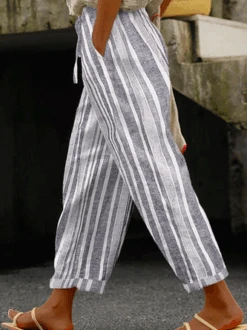 Plus Size Casual Striped Pants -Zolucky Sales Store d81fae52d618dab049d1e78b4e512404