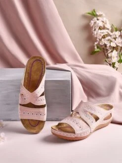 Floral Embroidered Cutout Boho Casual Wedge Slides -Zolucky Sales Store d8206e576837f35a54c68c1493fb20c9