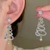 Christmas Tree Multicolor Rhinestone Dangle Earrings