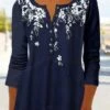 Casual Floral V Neck Tunic T-Shirt