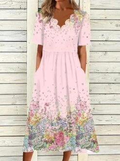 Plus Size Casual Short Sleeve Knit Dress -Zolucky Sales Store da0c5deb0bf370f0f3437ca4d128979b