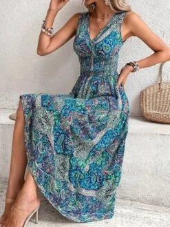 Regular Fit Cashew Flowers Vacation Dress With No -Zolucky Sales Store da68d68cb6a68f5d80fdd313a99f9ab3