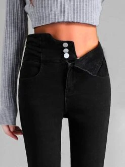 Fleece Plain Casual Denim Jeans -Zolucky Sales Store da6fea7dfa97ee647bf3e3476e6d2a21