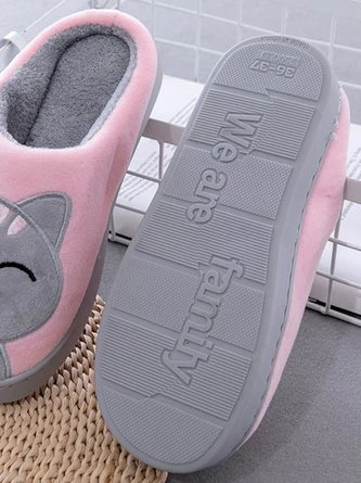 Casual Cartoon Cat Letters Embroidery Warmth Fluffy Slippers 12 Casual Cartoon Cat Letters Embroidery Warmth Fluffy Slippers - Image 12