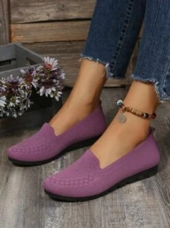 Women Casual Ribbed Fly-knit Fabric Slip On Shoes -Zolucky Sales Store db797a063f79297aeec72c5d350d404f