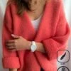 Casual Yarn/Wool Yarn Plain V Neck Cardigan