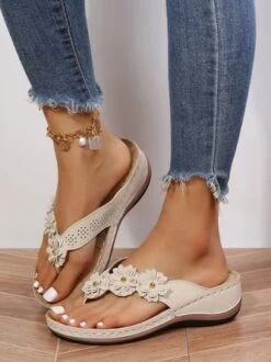 Vintage Floral Casual Wedge Flip-Flops -Zolucky Sales Store dbd6e486db9a22911bae036fc9de29fc