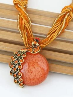 Peacock Rhinestone Beads Pendant Necklaces -Zolucky Sales Store dbe8853942c2a05e30c0d6afd0e071d4