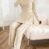 Plain Long Sleeve Crew Neck Casual Two Piece Set