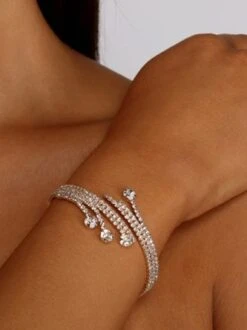 Party Sparkling Rhinestone Metal Cuff Bangle
