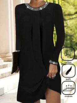 Plain Casual Cotton Dress