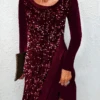 Loose Sequin Long Sleeve Party Dress
