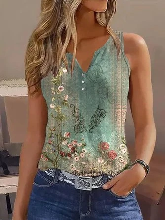 Casual Ethnic Floral Printed Tank Top 1 Casual Ethnic Floral Printed Tank Top