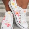 Lightweight Breathable Wear-Resistant Floral Lace-Up Sneakers Canvas Shoes