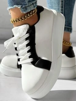 All Season Pu Contrast Stitching Casual Skate Shoes -Zolucky Sales Store deced0eca4a0b3fa98390bffecd24a74