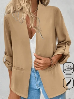 Casual Adjustable Sleeve Plain Blazer
