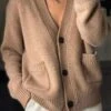Yarn/Wool Yarn Casual Loose Plain Cardigan
