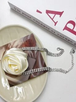 Romantic Satin Rose Rhinestone Choker -Zolucky Sales Store df75e406172a48430a60c210bb24116e