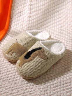 Casual Embroidery Cartoon Animal Fluffy Toe-covered Slippers