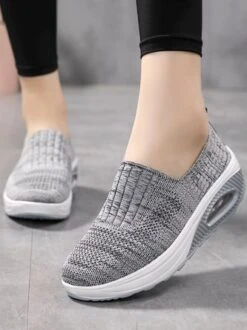 Breathable Air Cushion Platform Slip On Flyknit Sneakers -Zolucky Sales Store e07742a34c81a000f221fc9c8a2afc75