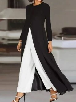 Plus Size Casual Crew Neck Loose Two-Piece Set