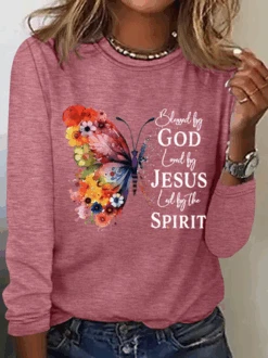 Blessed By God Loved By Jesus Led By The Spirit Cotton-Blend Casual Butterfly Print Long Sleeve Shirt -Zolucky Sales Store e1e7493fcaf0e728cf7e158c6b1d50bb