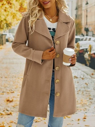 Solid Long Sleeve Cotton-Blend Overcoat 7 Solid Long Sleeve Cotton-Blend Overcoat - Image 7