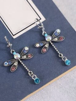 Vintage Dragonfly Multicolor Rhinestone Drop Earrings -Zolucky Sales Store e285a5b2c91c8f29a25496109451e9d6