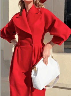 Casual Lapel Collar Plain Woolen Coat -Zolucky Sales Store e32b75c6345439f01feaae5cf1453614