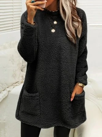 Plush Crew Neck Casual Thermal Dress 6 Plush Crew Neck Casual Thermal Dress - Image 6