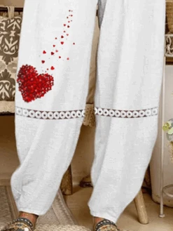 Plus Size Lace Cotton Heart Casual Pants 5 Plus Size Lace Cotton Heart Casual Pants -Zolucky Sales Store e39b0ad73e493ed41d208e832a0c66dd