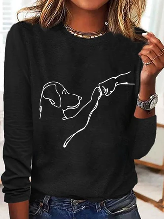Dog Fist Bump Simple Crew Neck Long Sleeve Shirt 1 Dog Fist Bump Simple Crew Neck Long Sleeve Shirt