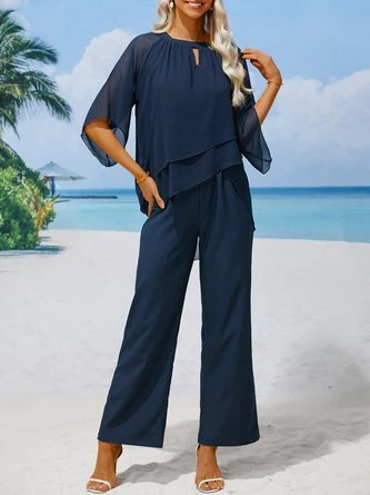 Plain Elegant Crew Neck Loose Urban Two-Piece Set 8 Plain Elegant Crew Neck Loose Urban Two-Piece Set - Image 8