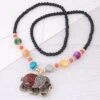 Elephant Rhinestone Beaded Sweater Necklaces