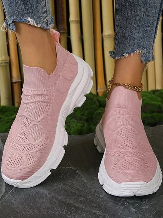 All Season Plain Sports Mesh Fabric Flyknit Sneakers 2 All Season Plain Sports Mesh Fabric Flyknit Sneakers - Image 2