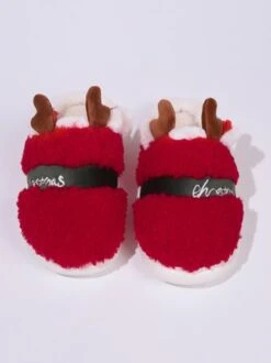 Christmas Letters Embroidery Color Block Fluffy Toe-covered Slippers -Zolucky Sales Store e50af27e78001a6dcc3402b35d76252c