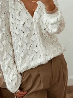 Plain Loose V Neck Casual Cardigan -Zolucky Sales Store e53612a8436d6f31180e0b8bd65194a8