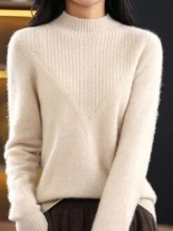 Casual Plain Half Turtleneck Yarn/Wool Yarn Sweater -Zolucky Sales Store e6171dcbcd9fb24ab84da9a2e716bbfa