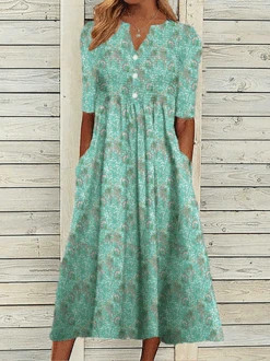 Casual Loose Floral Vacation Dress -Zolucky Sales Store e618566c785077d1d14496fa5542ebd4