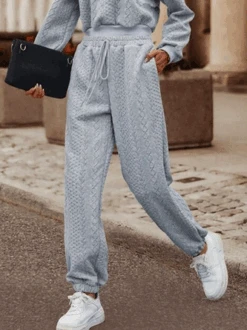 Jacquard Loose Casual Two-Piece Set -Zolucky Sales Store e686a6b95db90fa4de3f90257c54e34a