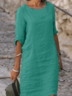 Crew Neck Casual Dress -Zolucky Sales Store e69a1f2a12439827f48a0573ac221573