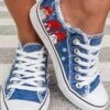 Christmas Santa Blue Lace-Up Sneakers Sneakers Xmas Shoes