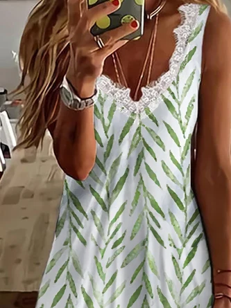 Leaves Casual V Neck Short Sleeve Knit Dress 3 Leaves Casual V Neck Short Sleeve Knit Dress - Image 3