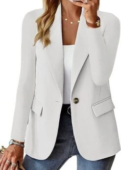 Lapel Collar Casual Plain Blazer -Zolucky Sales Store e6ea95c4cd6b80451e75a6a397bb7406